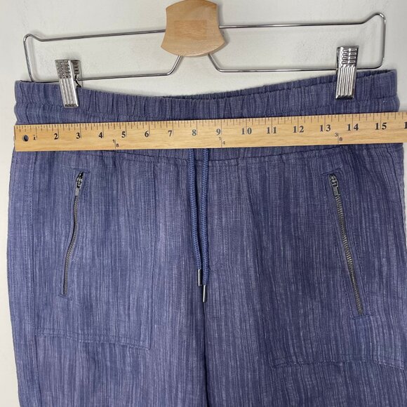 Athleta Womens Cabo Linen Textured Wide Leg Pants Blue Loose Fit Pockets Size 8 - Picture 9 of 12